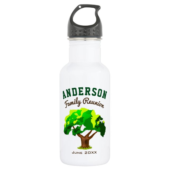 Green Tree Custom Name Family Reunion 532 Ml Water Bottle (Front)
