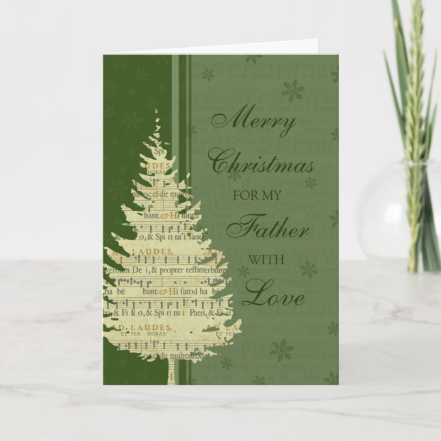 Green Tree Father Merry Christmas Card (Front)