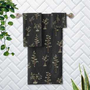 Green Tree Forest Pattern Bath Towel Set