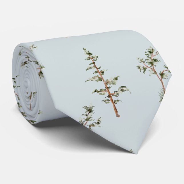 Green Tree Forest Pattern Tie (Rolled)