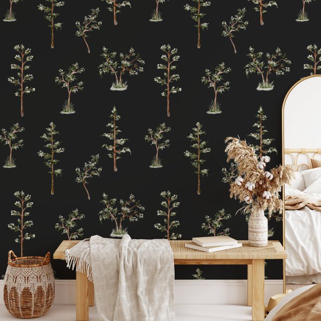Green Tree Forest Pattern Wallpaper (In situ)