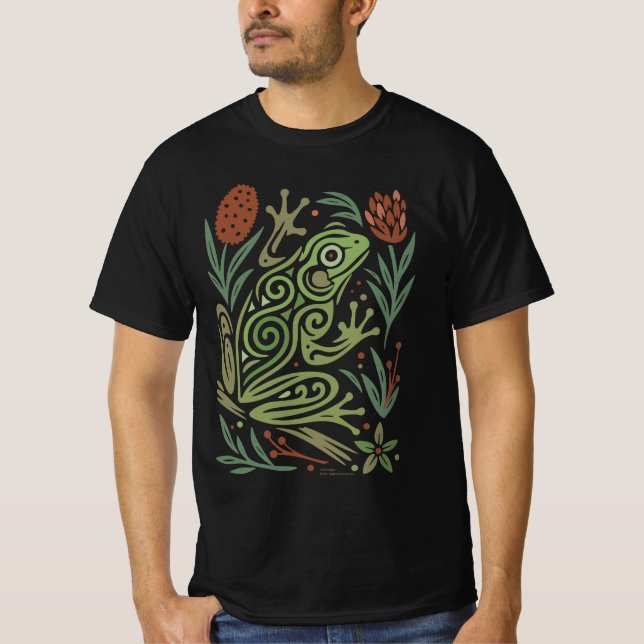 Green Tree Frog Australian Wildlife Tattoo Art T-Shirt (Front)