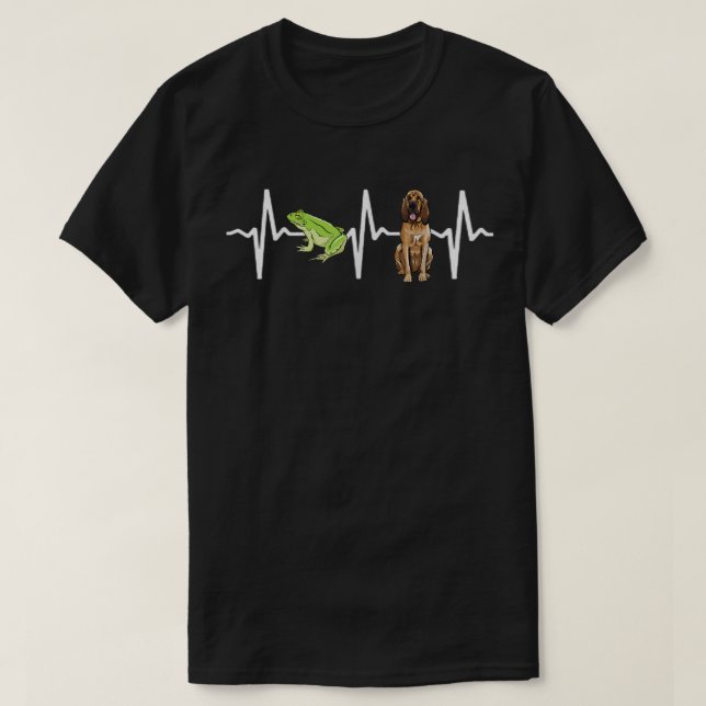 Green Tree Frog Bloodhound Heartbeat Dog Lover T-S T-Shirt (Design Front)