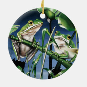 Green Tree Frog Ceramic Ornament