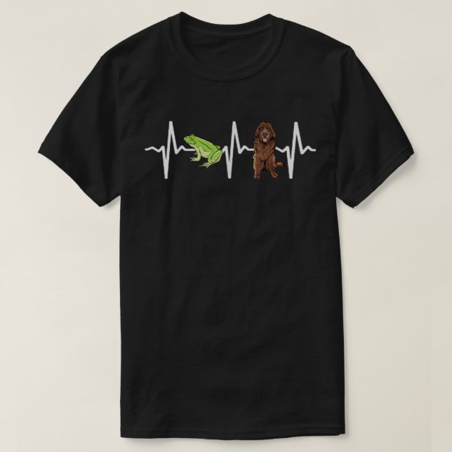 Green Tree Frog Newfoundland Heartbeat Dog Lover T T-Shirt (Design Front)
