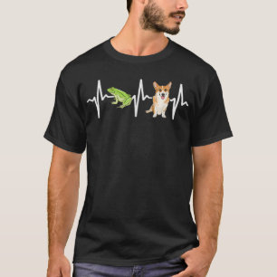 Green Tree Frog Pembroke Welsh Corgi Heartbeat Dog T-Shirt