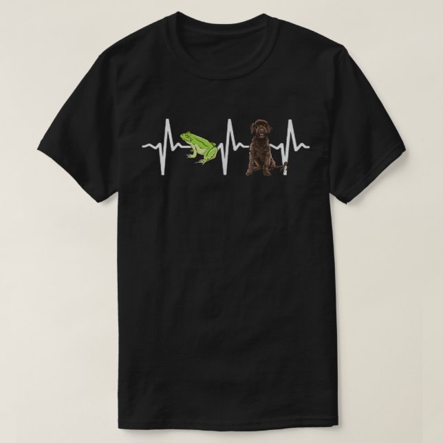 Green Tree Frog Portuguese Water Dog Heartbeat Dog T-Shirt (Design Front)