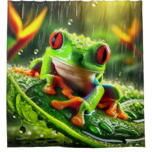 Green Tree Frog Shower Curtain
