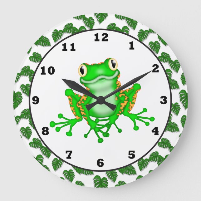 Green Tree frog wall clock (Front)