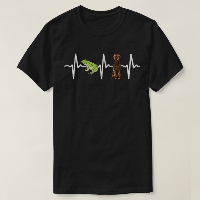 Green Tree Frog Wirehaired Pointing Griffon Heartb T-Shirt (Design Front)