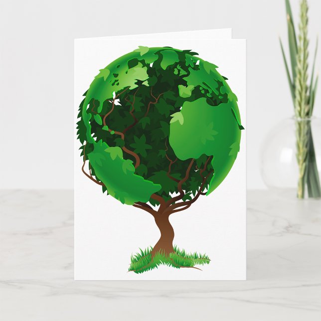 Green Tree Globe Greeting Cards (Creator Uploaded)