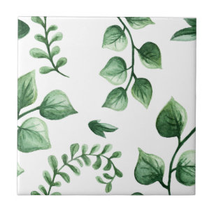 Green Tree Leaf Pattern Ceramic Tile
