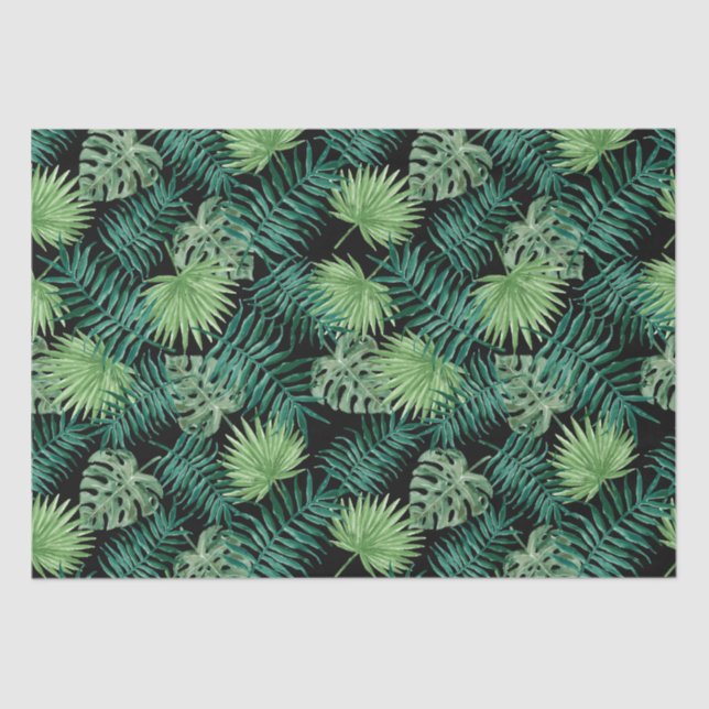 Green Tree Leaves Plants Pattern Tissue Paper (Front)