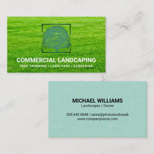 Green Tree Logo Grass Landscaping Business Card