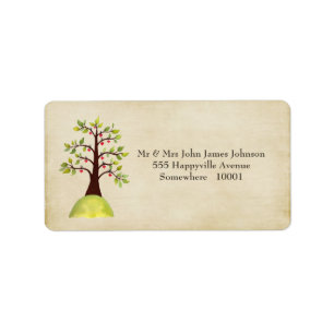 Green Tree Monogram Wedding Return Address Labels