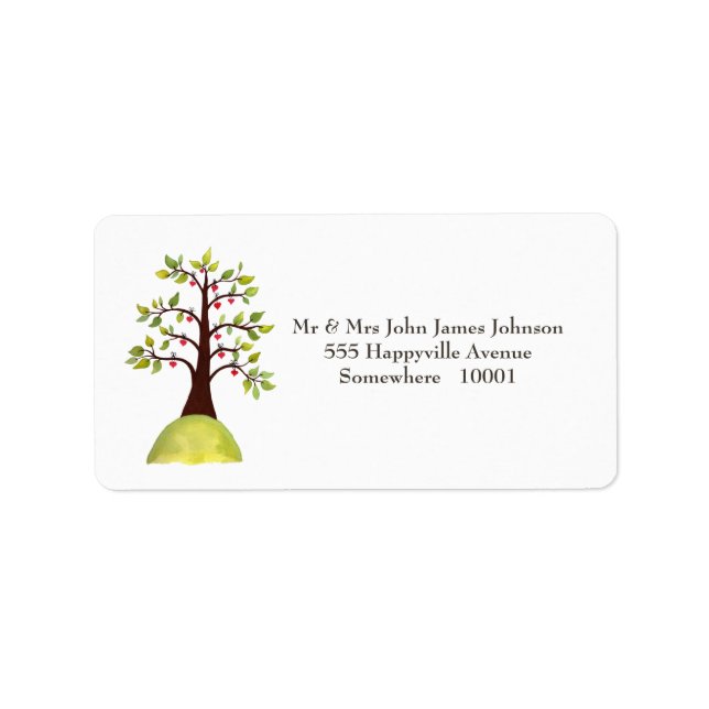 Green Tree Monogram Wedding Return Address Labels (Front)