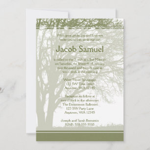 Green Tree of Life Bar Mitzvah Invitations