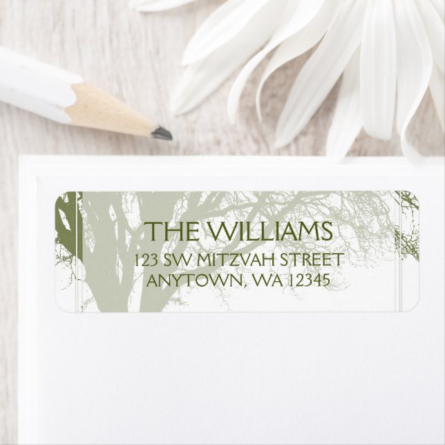 Green Tree of Life Bar Mitzvah Return Address Label (Insitu)