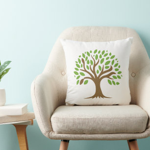 Green Tree of Life Botanical Throw Pillow
