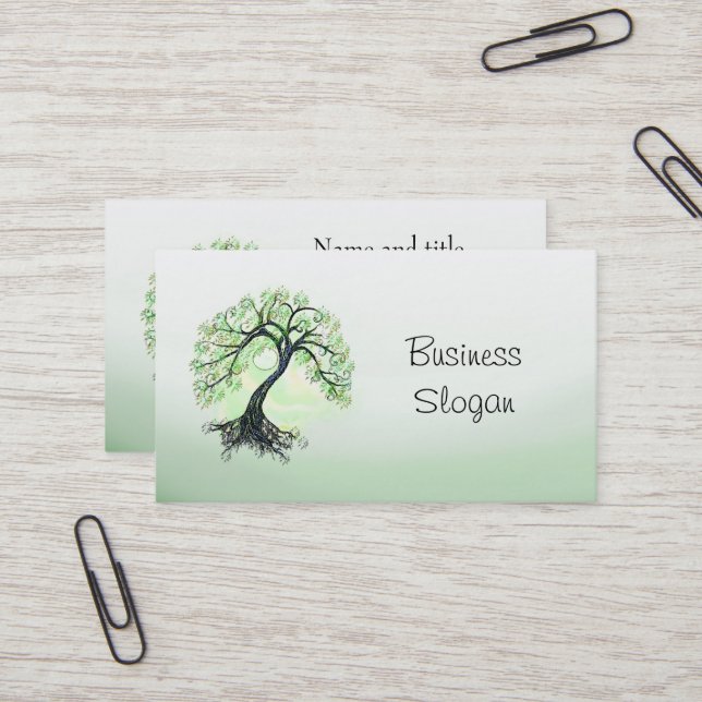 Green Tree of Life Business Card (Front/Back In Situ)