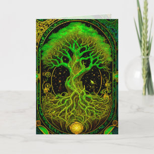 Green Tree of Life Ornate Graphic Arts Card