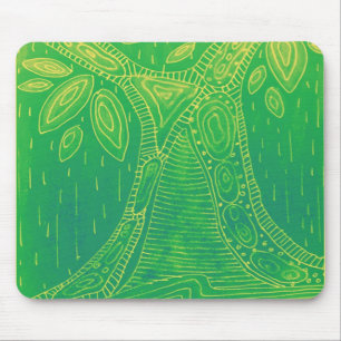 Green tree pattern mouse pad