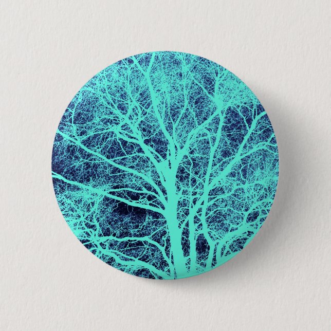 Green tree silhouette 6 cm round badge (Front)