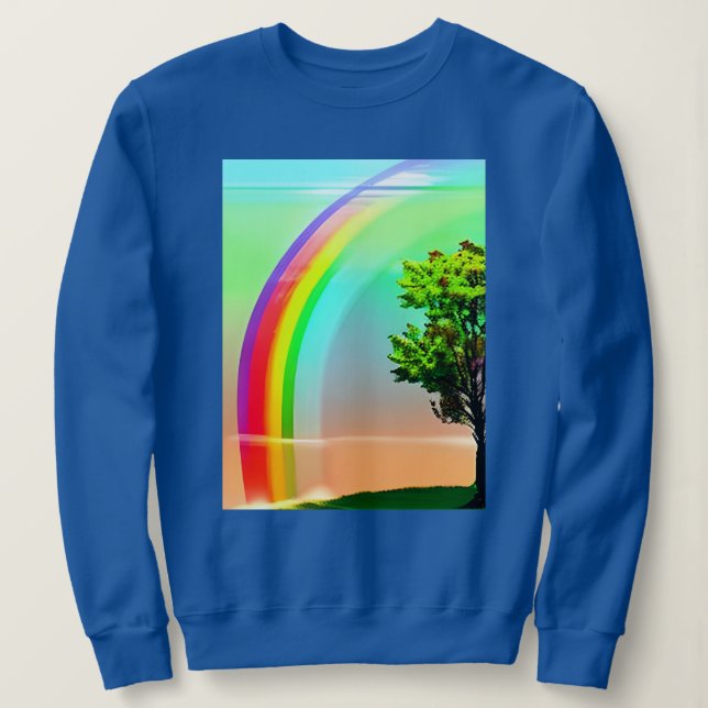 Green Tree Under a Rainbow Sweatshirt (Design Front)