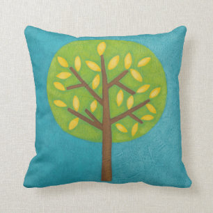Green Tree with Yellow Leaves by Chariklia Zarris Cushion