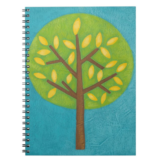 Green Tree with Yellow Leaves by Chariklia Zarris Notebook (Front)