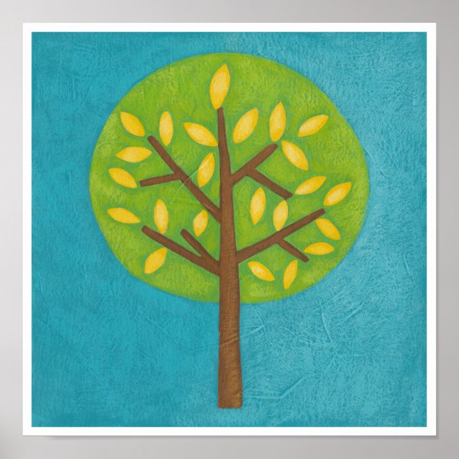 Green Tree with Yellow Leaves by Chariklia Zarris Poster (Front)