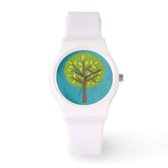 Green Tree with Yellow Leaves by Chariklia Zarris Watch (Front)