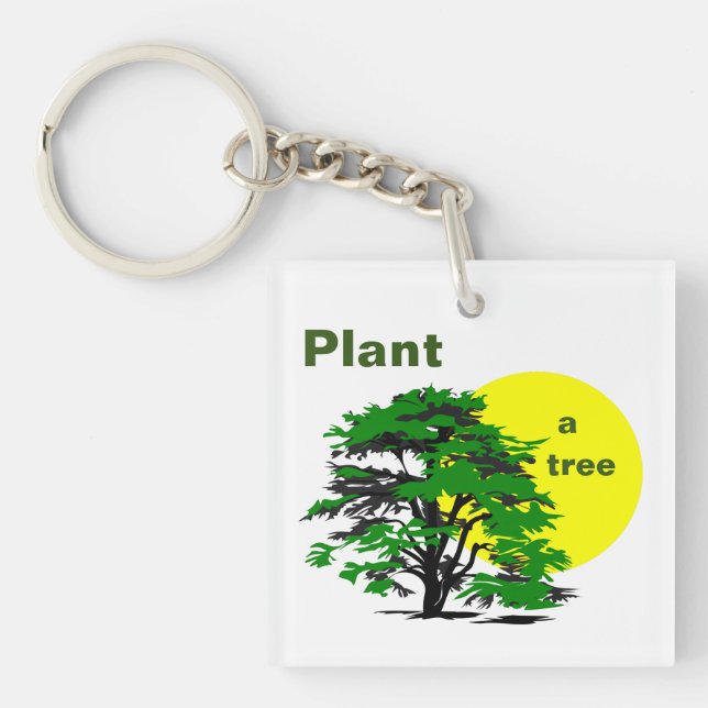 Green Tree & Yellow Sun, Plant a Tree Key Ring (Front)