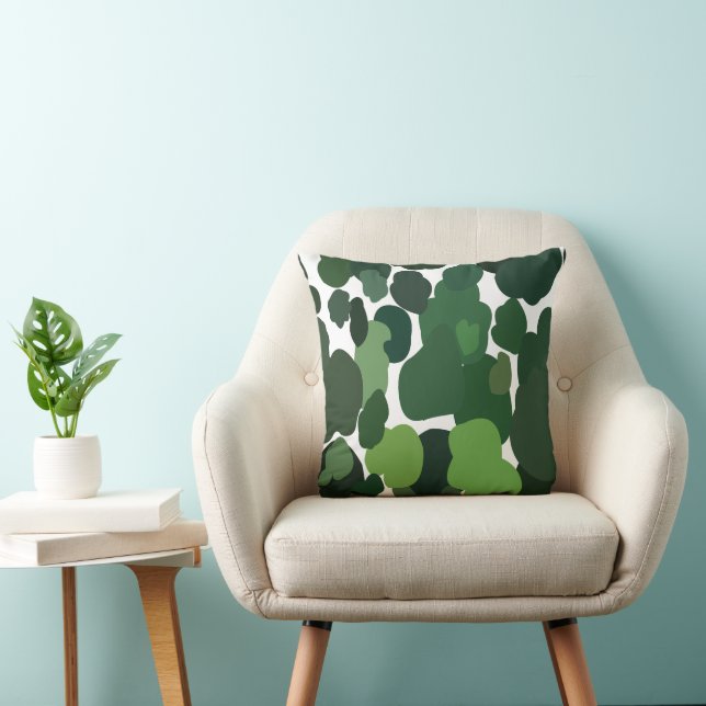 Green Trees Modern Tropical Rainforest Pattern Cushion (Chair)
