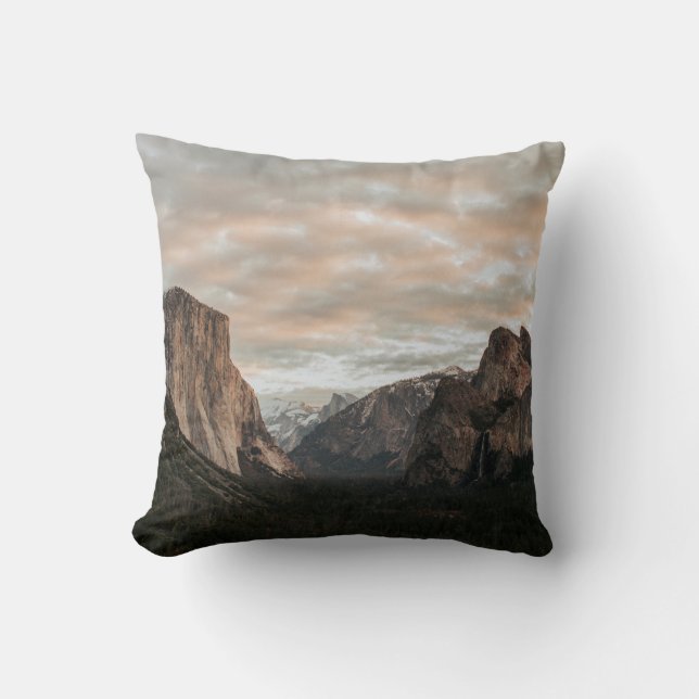 GREEN TREES NEAR BROWN MOUNTAIN UNDER CLOUDY SKY D CUSHION (Front)