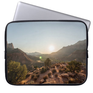 GREEN TREES ON BROWN MOUNTAIN DURING DAYTIME LAPTOP SLEEVE