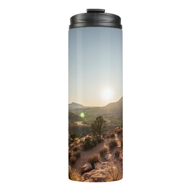 GREEN TREES ON BROWN MOUNTAIN DURING DAYTIME THERMAL TUMBLER (Front)
