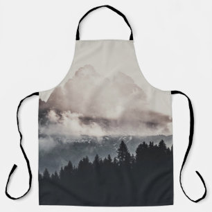 GREEN TREES ON MOUNTAIN UNDER WHITE CLOUDS APRON