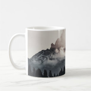 GREEN TREES ON MOUNTAIN UNDER WHITE CLOUDS COFFEE MUG