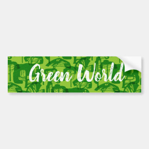 Green trees pattern bumper sticker
