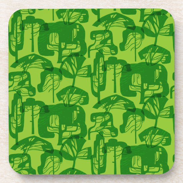 Green trees pattern coaster (Front)