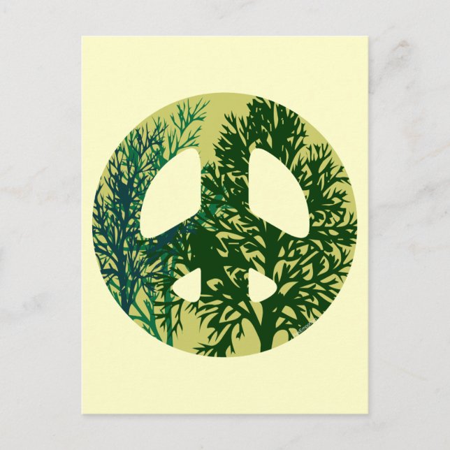 Green Trees Peace Sign Blank Art Card (Front)