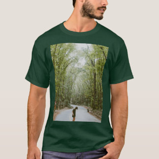 Green Trees Plant Nature Forest Road  T-Shirt