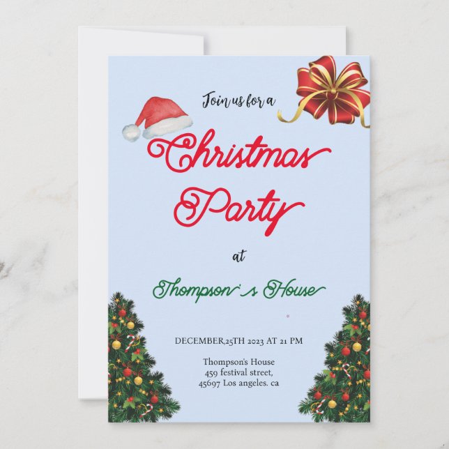 Green Trees Typography merry christmas party Holiday Card (Front)