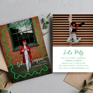 Green Trendy Class of 2025 Photo School Colour Gra Invitation