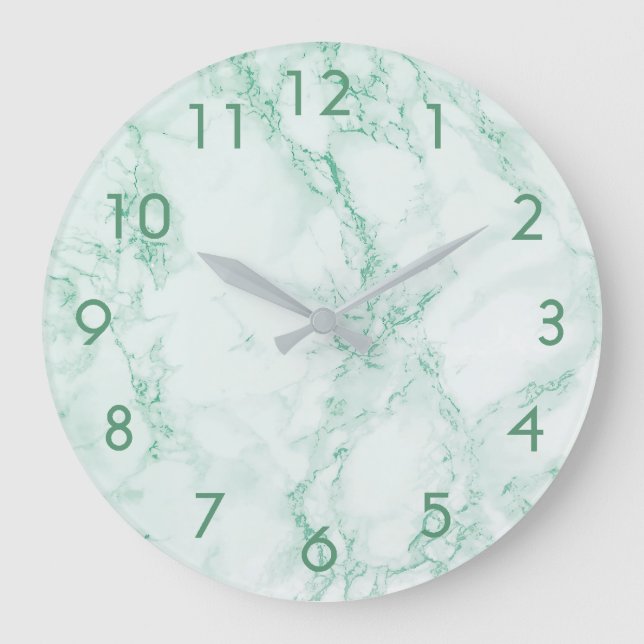 Green trendy marble large clock (Front)