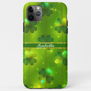 Green Trendy St Patrick's Day Clover Collection iPhone 11 Pro Max Case