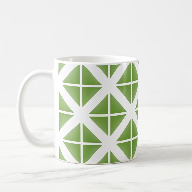 Green Trendy Triangle Pattern Coffee Mug (Left)