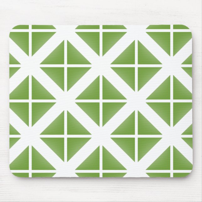Green Trendy Triangle Pattern Mouse Pad (Front)