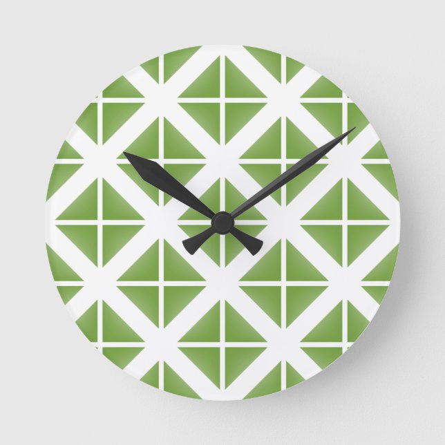 Green Trendy Triangle Pattern Round Clock (Front)